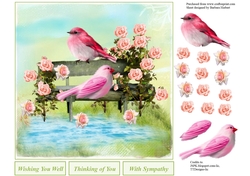 Resting Birds and Roses Topper with Decoupage