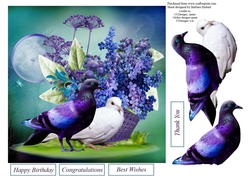 Moon Flower Pidgeons Topper with Decoupage