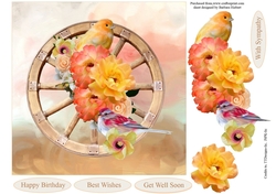 Garden Flower Wheel with Decoupage