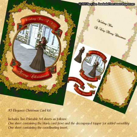 Christmas Vintage Elegance. A5 Card Mini Kit.