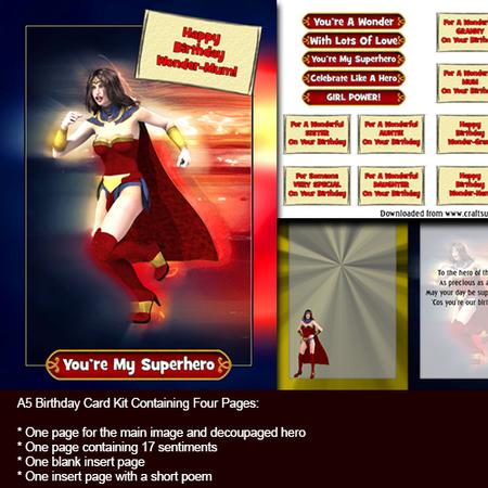 Hero Woman A5 Birthday Card Mini Kit