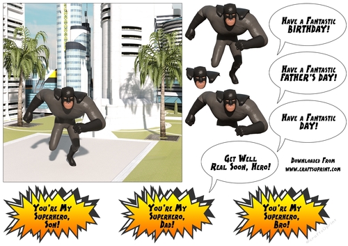 Knight of Dark Saving The City 6x6 Birthday, Fathers Day and Get Well for Male.