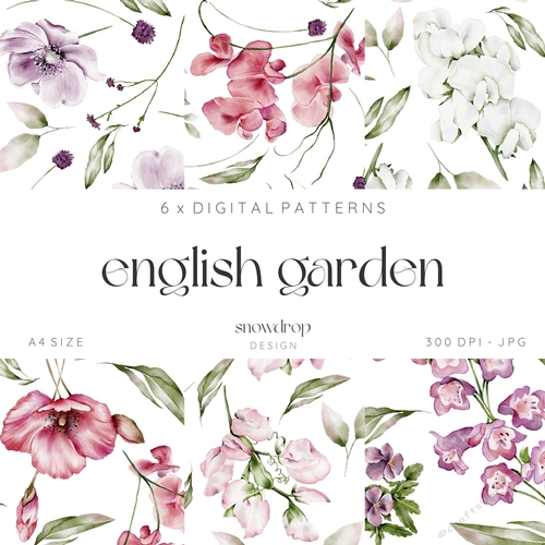 English Garden Digital Pattern Backing Paper Kit