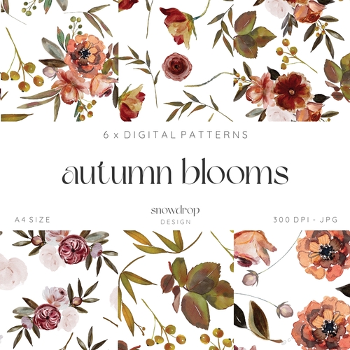 Autumn Blooms Digital Pattern Backing Paper Kit