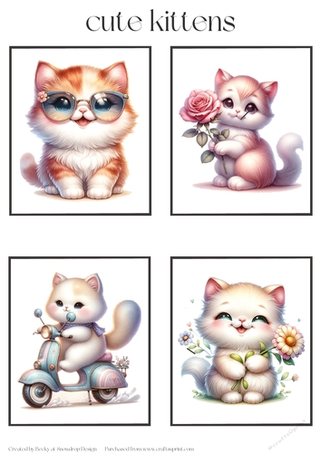 Cute Kittens 1 - Toppers x 4 Sheet