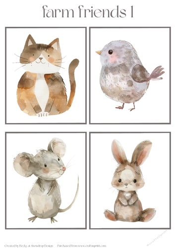 Farm Friends 1 - Toppers x 4 Sheet