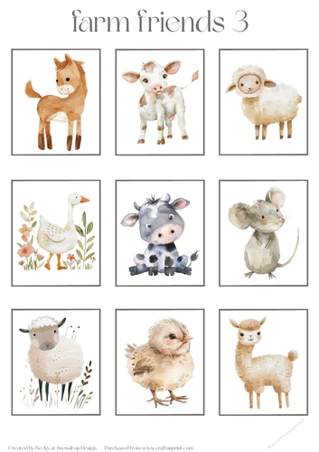 Farm Friends 3 - Toppers x 9 Sheet
