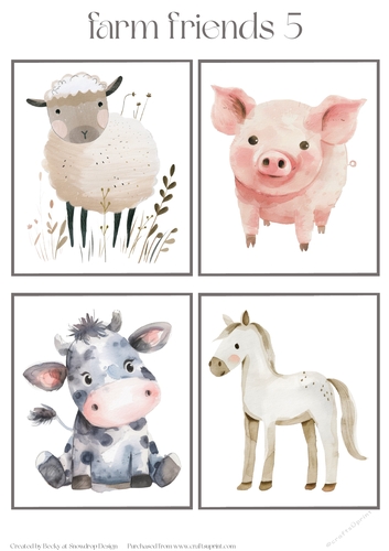 Farm Friends 5 - Toppers x 4 Sheet