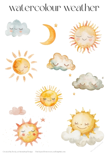 Watercolour Weather - Toppers Sheet