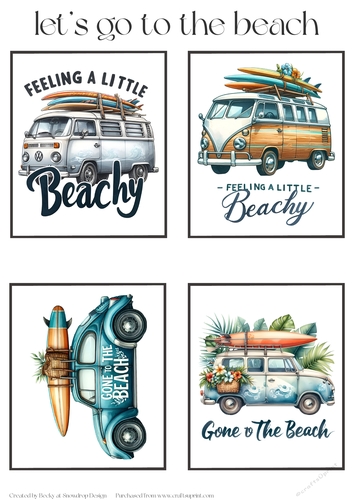 Lets Go To The Beach - Toppers x 4 Sheet