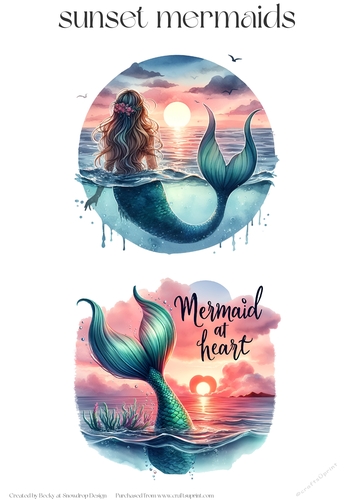 Sunset Mermaids - Toppers x 2 Sheet