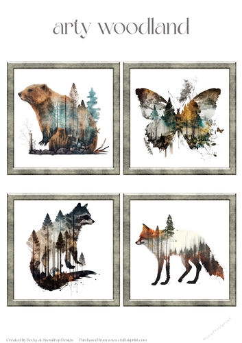 Arty Woodland - Toppers x 4 Sheet