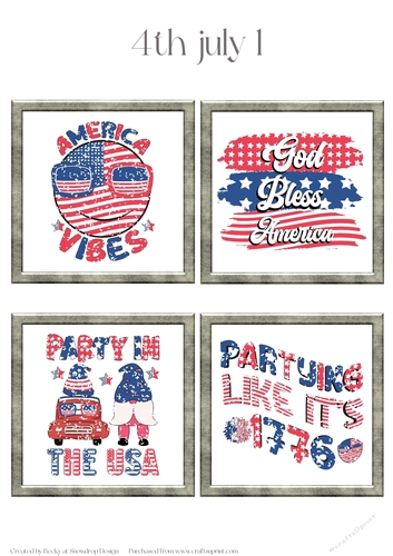 4th July/Independence Day 1 - Toppers x 4 Sheet