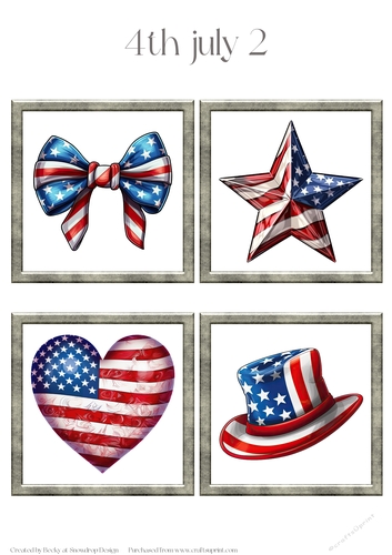 4th July/Independence Day 2 - Toppers x 4 Sheet