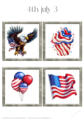 4th July/Independence Day 3 - Toppers x 4 Sheet