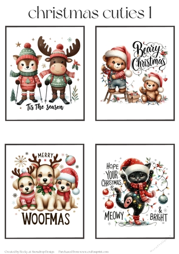 Christmas Cuties 1 - Toppers x 4 Sheet