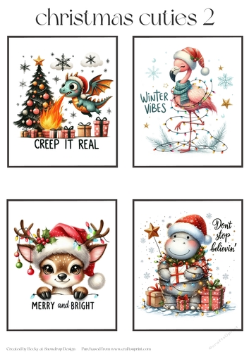 Christmas Cuties 2 - Toppers x 4 Sheet