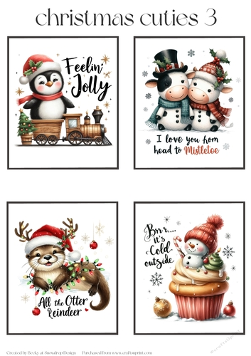 Christmas Cuties 3 - Toppers x 4 Sheet