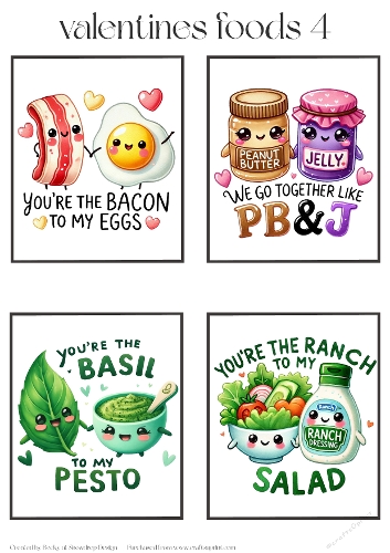 Valentines Foods 4 - Toppers x 4 Sheet