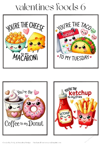 Valentines Foods 6 - Toppers x 4 Sheet
