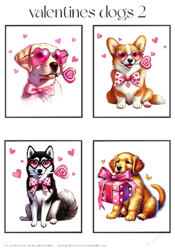 Valentines Dogs 2 - Toppers x 4 Sheet