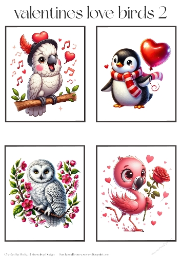 Valentines Love Birds 2 - Toppers x 4 Sheet