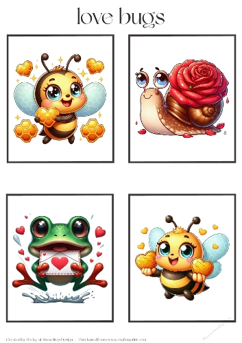 Valentines Love Bugs - Toppers x 4 Sheet