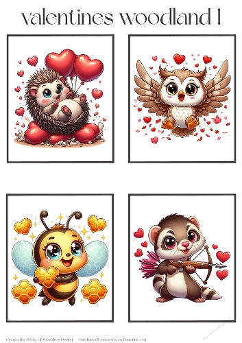 Valentines Woodland 1 - Toppers x 4 Sheet