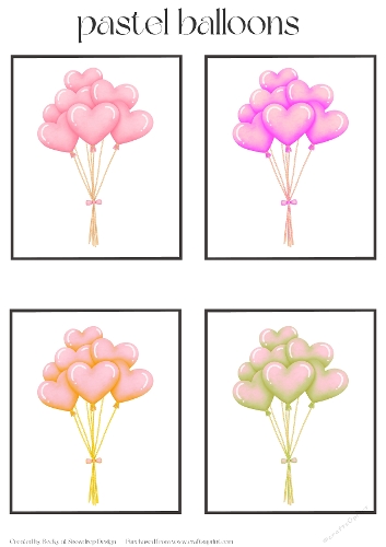 Valentines Pastel Balloons - Toppers x 4 Sheet