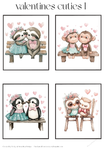 Valentines Cuties 1 - Toppers x 4 Sheet