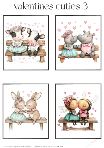 Valentines Cuties 3 - Toppers x 4 Sheet