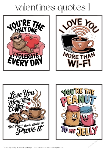 Valentines Quotes 1- Toppers x 4 Sheet