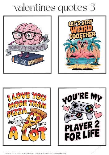 Valentines Quotes 3 - Toppers x 4 Sheet
