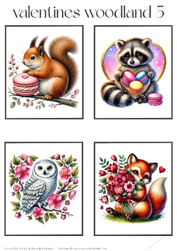 Valentines Woodland 5 - Toppers x 4 Sheet