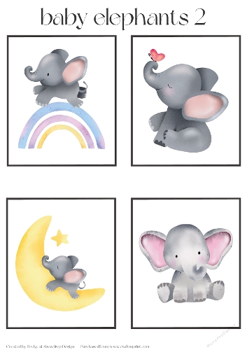 Cute Baby Elephants 2 - Toppers x 4 Sheet