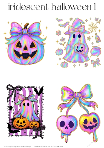 Iridescent Halloween 1 - Toppers x 4 Sheet