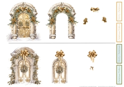 Golden Christmas 2 - Doors and Wreaths Decoupage Sheet