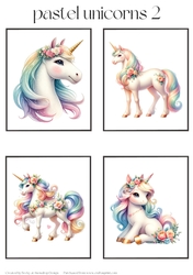 Pastel Unicorns 2 - Toppers x 4 Sheet