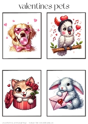 Valentines Pets - Toppers x 4 Sheet