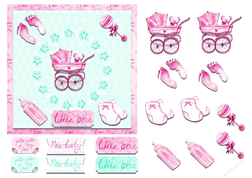 New Baby - Pink & Torquoise