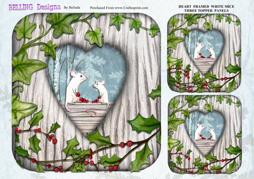 Christmas - Heart Framed White Mice