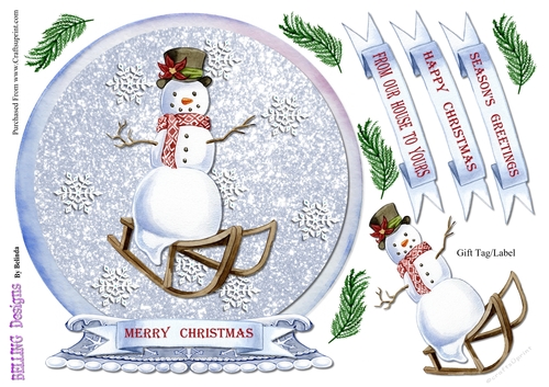 Christmas - Snowman On Sledge - Globe 
