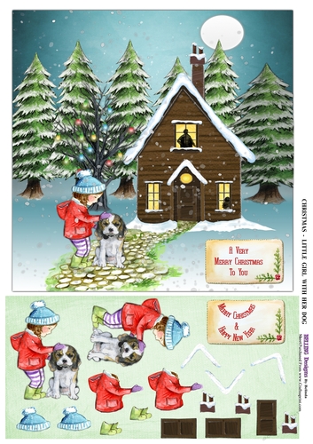 Christmas - Little Girl With Her Dog