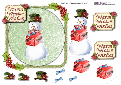 Christmas - Snowman Holding A Gift