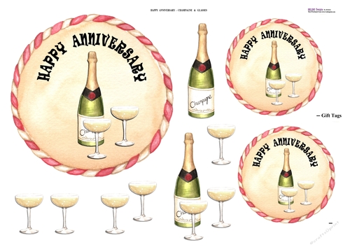Happy Anniversary - Champagne & Glasses
