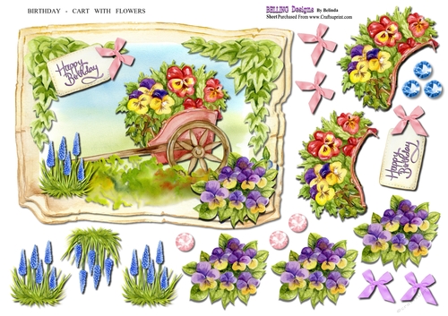 Birthday - Cart With Flowers
