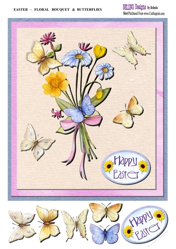 Easter - Floral Bouquet & Butterflies