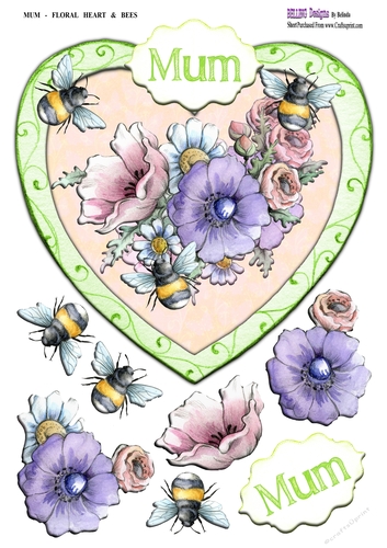 Mum - Floral Heart & Bees