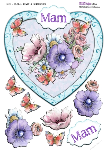 Mam - Floral Heart & Butterflies