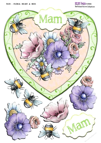 Mam - Floral Heart & Bees